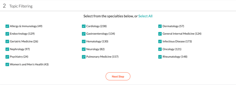 topic filtering in board style questions