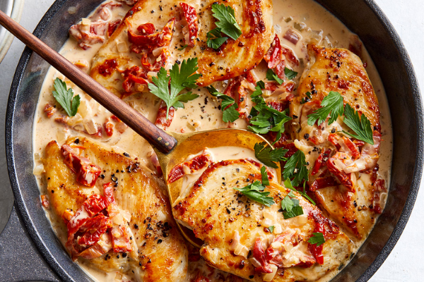 Chicken Cutlets With Sun-Dried Tomato Cream Sauce