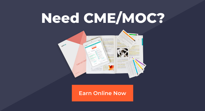 need cme or moc? earn online now on a dark blue background 