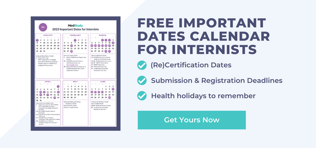 Internal medicine important dates calendar