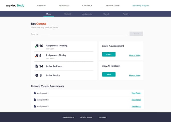 rescentral dashboard view