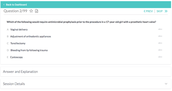 Pediatrics cardiology section in the Qandas