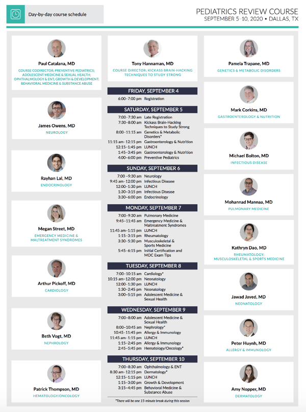 Pediatrics review course september 5 through 10 course schedule 