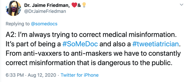 tweet from Dr. Jaime Friedman on Twitter. 