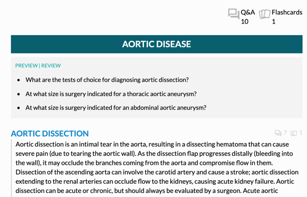 Screenshot of the 19th edition digital Core on aortic disease 