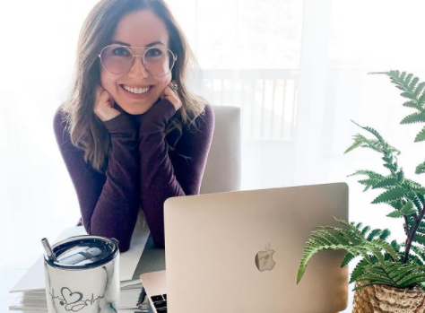 Doctor shannon studying at her laptop 