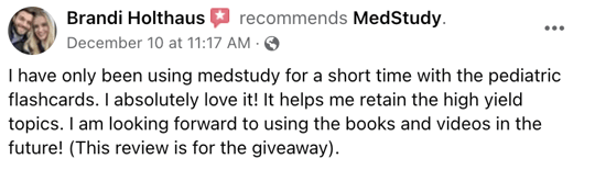 Reviews on MedStudy's Facebook page