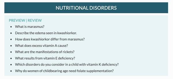 Preview | Review section on Nutritional Disorders from the Pediatrics Core
