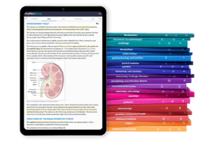 medical student core on tablet and print books