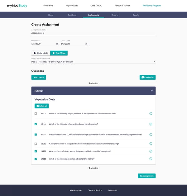 Creating an Assignment in ResCentral