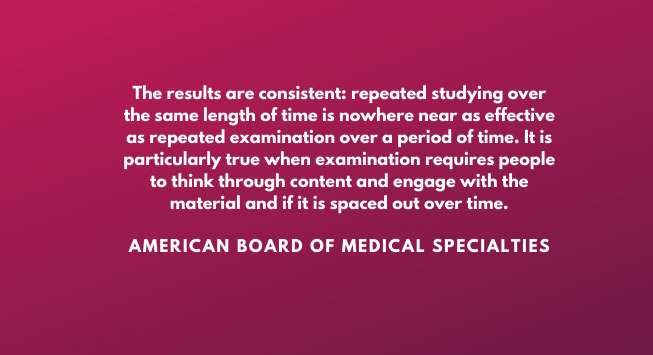 A quote in white text on a red background from the  American Board of Medical Specialties