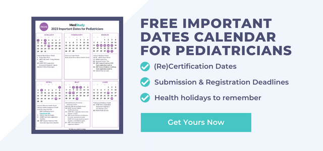 get your important dates calendar for pediatricians