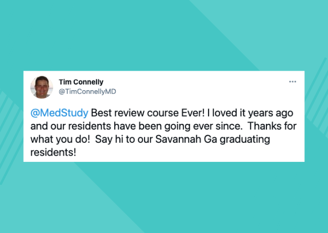 tim connelly on twitter says that medstudy awesome board review courses are the best ever 